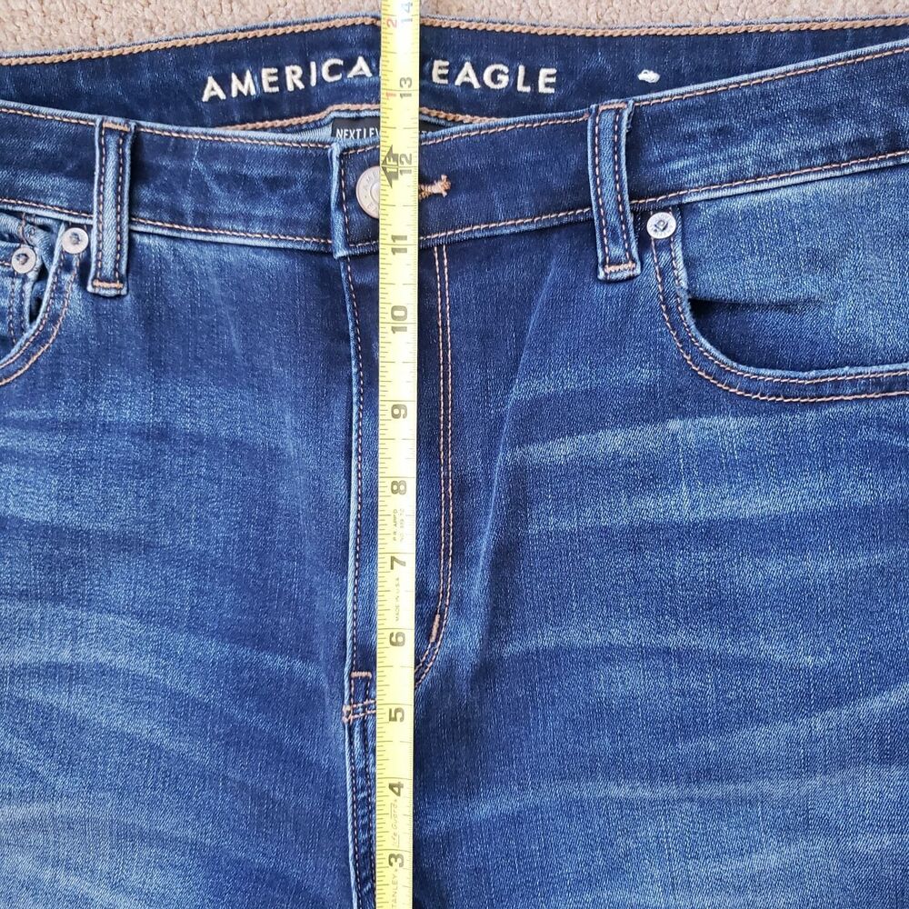 American Eagle Super Stretch High Rise Flare Jeans Ripped Distressed S 16 Short - Picture 9 of 11